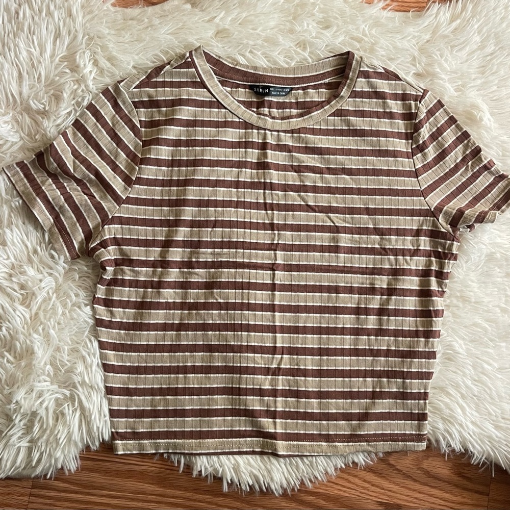 Shein Striped Crop Top Large